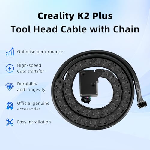 Creality Official K2 Plus Tool Head Cable with Chain, Upgrade Print Head Hotend Mainboard Connector Wire, 1250mm FPC Flat Flexible Cable Replacement Kit, Nozzle Adapter Cable for K2 Plus 3D Printer k2 plus cable