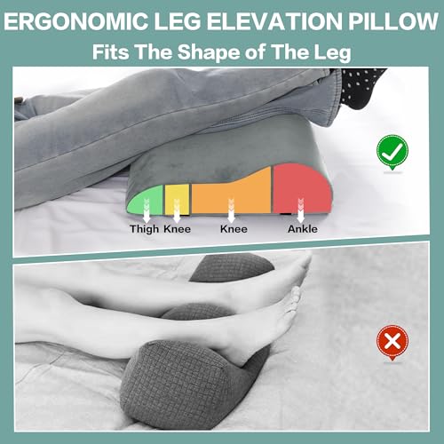 HOMBYS Extra Large Recliner Leg Pillow, Foam Foot Rest Cushion Wave Shape Recliner Footrest Extender, Multi Purpose Back & Lumbar Support Pillow for Bed, Sofa Couch, (Light Grey) Light Grey
