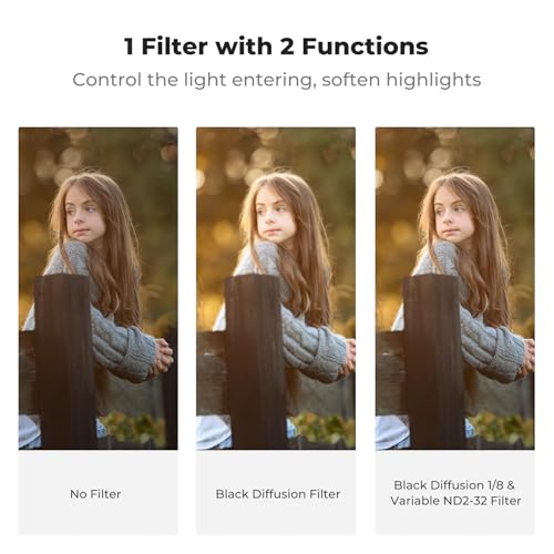 K&F CONCEPT 49mm Black Diffusion Mist 1/8 & Variable ND2-32 in-1 Filter