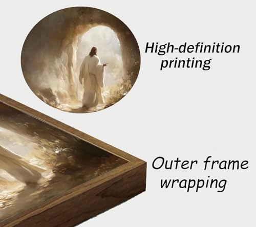 Floating Framed Christian Jesus Resurrection Canvas Wall Art 8x10in Framed Jesus Resurrection 10"L x 8"W