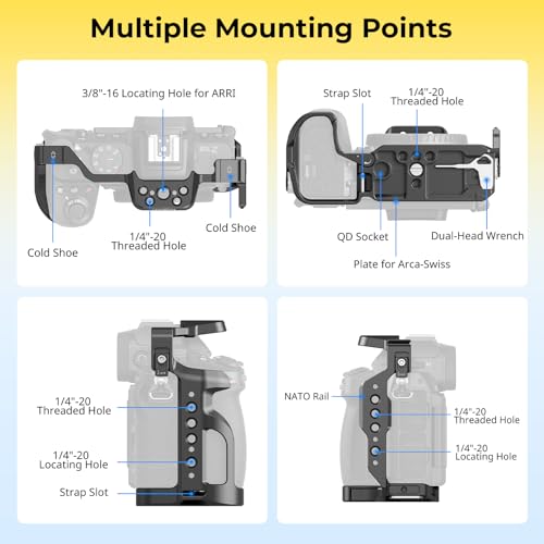SMALLRIG Z50 II Cage for Nikon Z50 II, Aluminum Alloy Camera Cage with Dual Cold Shoe Mount, 1/4''-20 Threaded Holes, NATO Rail,QD Ports, Quick Release Plate for Arca-Swiss - 4980