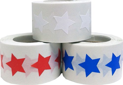 4th of July - All American Star Stickers - Red, White and Blue Star Shaped Stickers - 1,500 Total Adhesive Labels