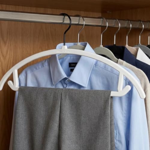 Concepts 25 Pack Velvet Hangers – White Heavy-Duty Non Slip Clothes Hangers with Black Curved Hooks, No Shoulder Bumps, Space-Saving Rounded Design for Suits, Coats, Jackets & Pants White / Black Hook Adult
