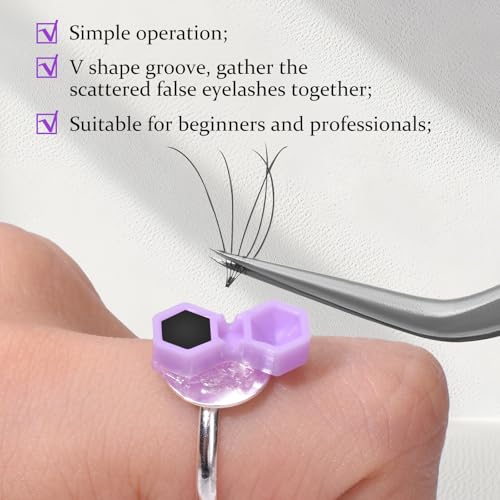 Eyelash Extension Glue Cups 200pcs Diamond Shape Mini Eyelash Glue Holder Two Holes Lash Grafting Supply Purple