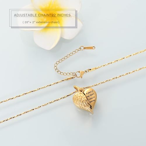 Imrsanl Heart Cremation Urn Necklace for Human Ashes Locket-Gold Dad