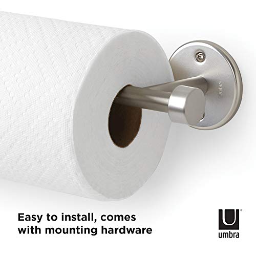 Umbra - 1009237-410 Cappa Paper Towel Holder – Modern Under Cabinet or Wall Mount Dispenser (Horizontal or Vertical), 14" L x 4" W x 2.6" H, Nickel (Pack of 2) 14"L x 4"W x 2.6"H (Pack of 2)