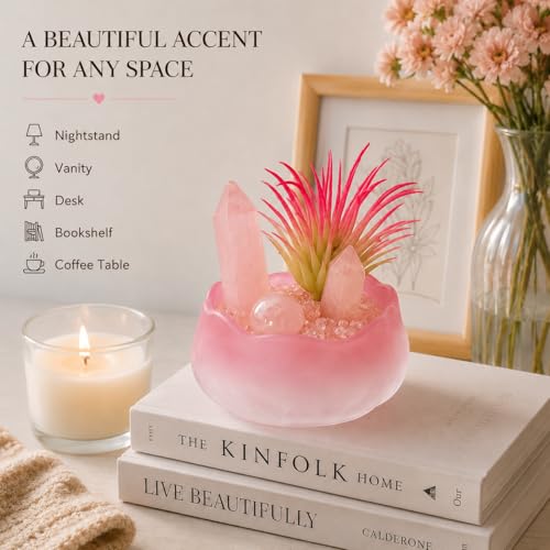 Natural Crystal Healing Stones Set with Point & Sphere-Mini Pink