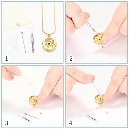 Moon Urn Necklace for Ashes-361L Stainless Steel Cremation Jewelry for Women/Dog Ashes Personalized Memorial Keepsake Pendant for Human Animals with Filling Kit & Gift Box Gold