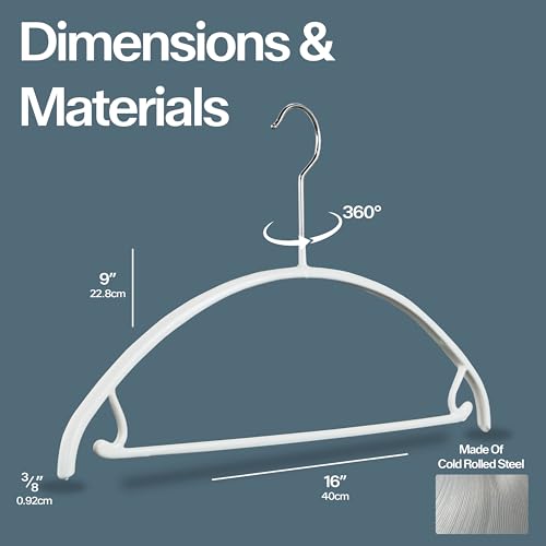 MAWA by Reston Lloyd Clothing Hangers with Pant Bar/Skirt Hook, Steel Hanger with Non-Slip Coating, for Shirts, Pants, Sweaters, Combination Outfits 360-degree Rotatable Hook, Set of 5, Latte
