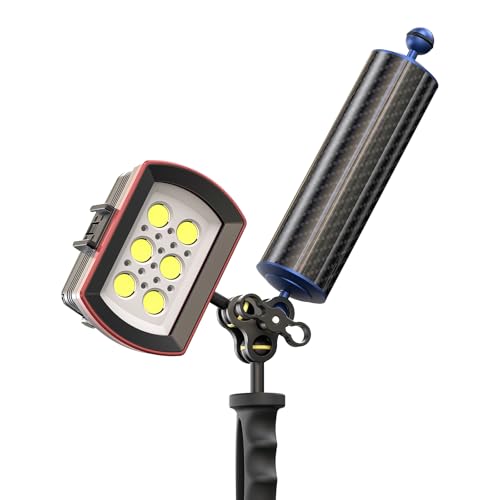 Carbon Fiber Underwater Float Arm with Dual Ball Mounts for Photography and Video, Compatible with Diving Trays, Video Lights, Strobes (Blue, 60mm10') 60mm10' blue