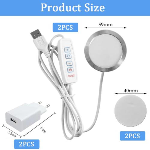 2 Pieces 3D Printer LED Lamp Kit, LED Lamp Lighting Kit for 3D Printer Models, Night Light Models Replacement for 3D Printing Accessories, USB Powered Free Control LED Lamp Set for Bambu Lab A1/A1