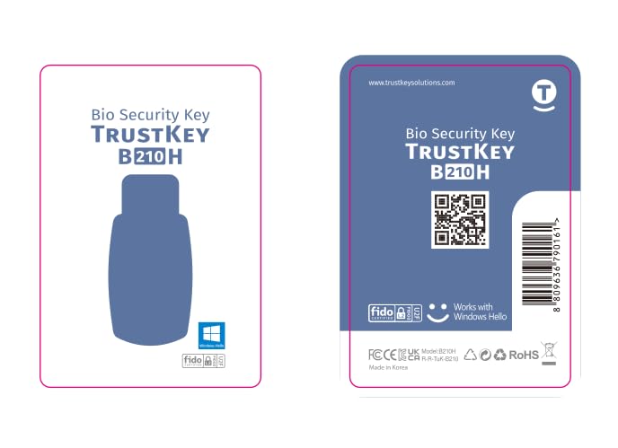 [Australia - AusPower] - Passkey Windows Hello FIDO2 U2F Fingerprint Security Key USB-A Type TrustKey B210H 