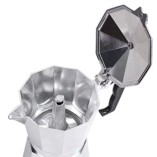 J&V TEXTILES Stovetop Espresso and Coffee Maker, Moka Pot for Classic Italian and Cuban Café Brewing, Cafeteria, (9-Cup) 9-Cup