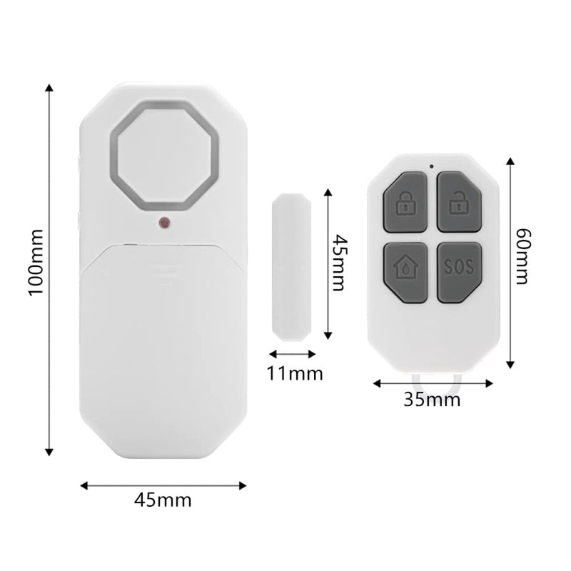 Door Window Alarm When Opened for Home Security with Remote, Wireless Door Sensor Alarm for Kids Safety with Adjustable Volume (4 Door Sensor 2Remote)