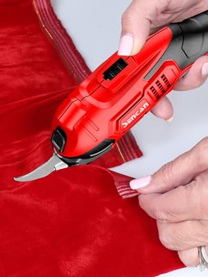 Electric Scissors for Cutting Fabric, Cardboard & Plastic, Sewing Crafting Cardboard Heavy Duty Cordless Shears Cutting Tool with 2 Replacement Blades