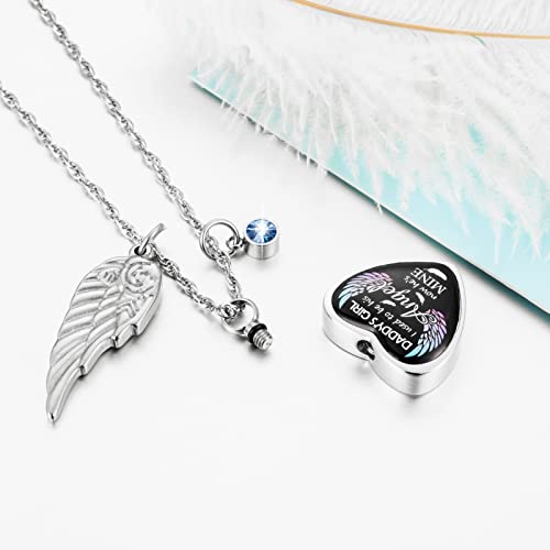 Dletay Heart Urn Necklace for Ashes Birthstones Cremation Jewelry for Ashes Stainless Steel Ash Necklace Memorial Ash Holder Silver