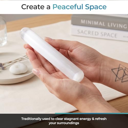 Wish Well Selenite Crystal Wand, 6” Polished Selenite Wand