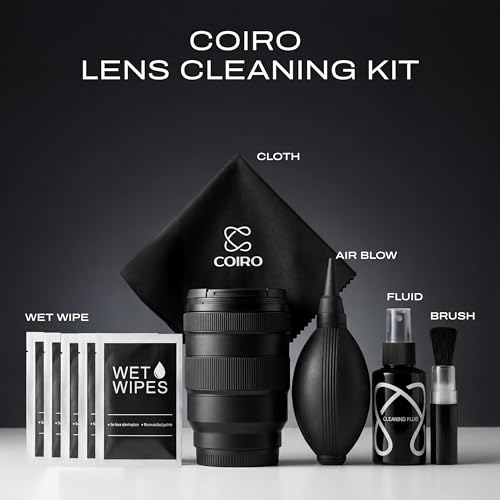 С Coiro Camera Lens Cleaning Kit – Camera Air Blower, Lens Cleaner Spray 100ml, Soft Brush, Wet Wipes & Cloth – DSLR Mirrorless Camera Cleaner 5 IN 1