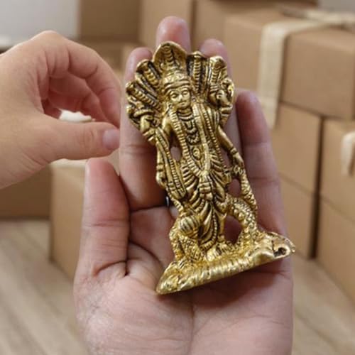 Brass Statue of Lord Satyanarayana (Sheshnag Vishnu) Hindu god Idol Sculpture Home Temple décor Gift Pooja Size: 4" Inch - 200 Grams