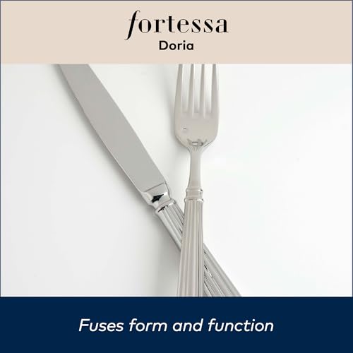 FORTESSA Doria 18/10 Stainless Steel Flatware, 5 Piece Place Setting With Table Knife, Forks and Spoons (Service For 1), Dishwasher Safe, Polished 5-Piece Place Setting, Service for 1