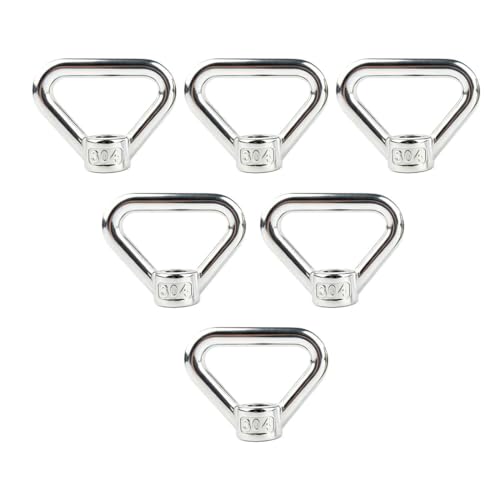 6 Pack M12 Lifting Eye Nut 1/2" Ring Triangle Shape Thread 304 Stainless Steel Eye Bolt Nuts M12-1/2"