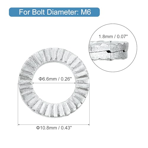 uxcell M6 wedge locking washers, manganese steel wedge lock washers for bolts, 40-piece set