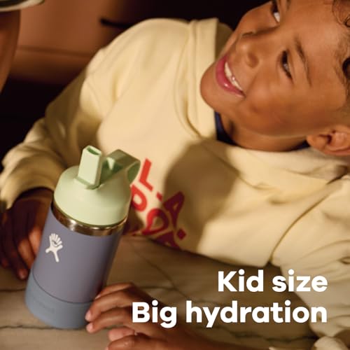 Hydro Flask Kids Water Bottle for School - Stainless Steel and Insulated with Straw Cap - 12 Oz in Anemone Purple (Pack of 3) 12 Ounces (Pack of 3)