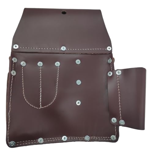 Zeluga 11-pocket Pro leather drywall pouch in cherry, left-hand design