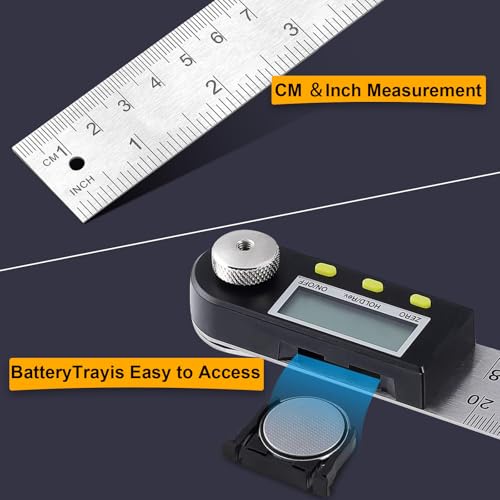 Protractor Digital Angle Ruler with LCD Display Stainless Steel Angle Measurement for Woodworking Home Work Craftsman Circular Saw, 360° Angle Measure, Hold Function, 400 mm | 2 in 1 360° inclinometer with hold function for woodworking, mechanical engi...