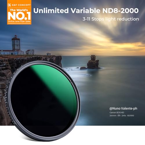 K&F CONCEPT 43mm Variable ND8-ND2000 (3-11stop) Waterproof ND Lens Filter