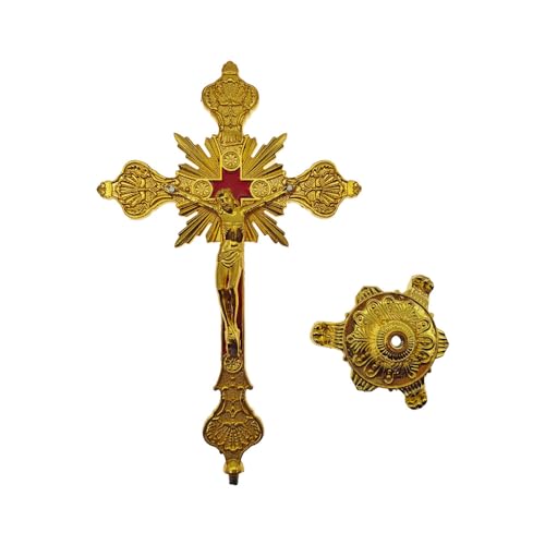 10" Standing Crucifix with Base Tabletop Catholic Jesus Crucifix Antique 25.5L x 15W cm
