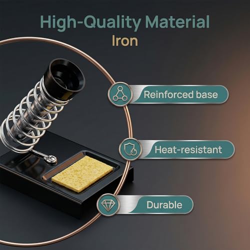 Soldering Iron Stand Soldering Iron Stand with Cleaning Sponge 10 Pieces and 1 Piece Brass Wool for PCB Electronics Repair DIY Workshop