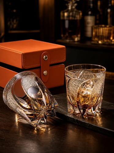 hand-cut Glass crystal cup perfect as a gift suitable for serving cocktails vodka and whiskeycomes with a Luxurious gift box yellow（ 9 once）