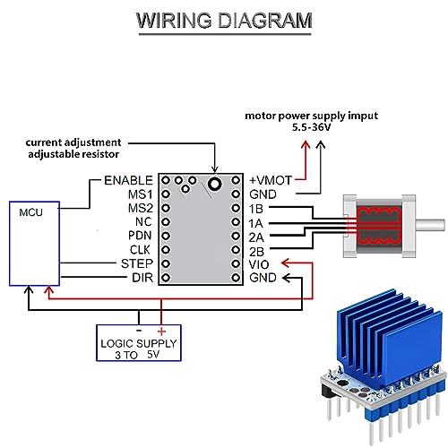 6 pcs TMC2208 V1.2 3D Printer Stepper Motor Driver Module Adjustable with Heat Sink screwdriver for 3D Printer Controller Mother Boards Reprap MKS Prusa i3 Ender-3 Pro