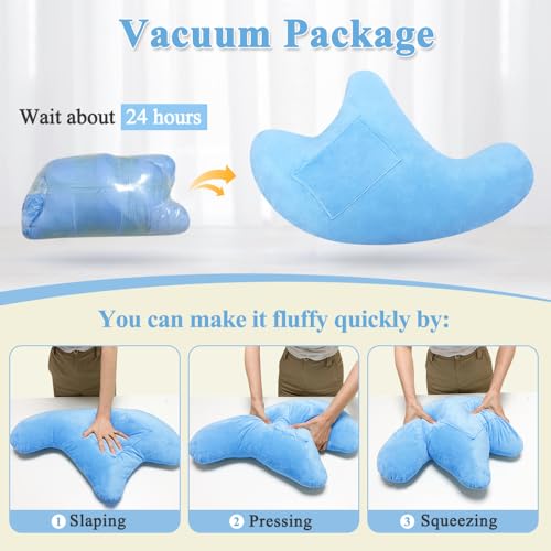 AOSSA Shoulder Surgery Pillow for Sleeping Rotator Cuff Neck and Shoulder Pain Relief Side Sleeper Pillow Bed Wedge for Arm Surgery Pillow Armpit Shoulder Abduction Wedge Surgery Recovery Supplies Blue