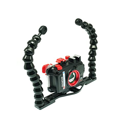 Nitescuba Dual Flexible Underwater Camera Tray - Handheld Stabilizer Rig Stand for GoPro, Sony RX100 & PT-059 Compact Camera Housing, Photography Stabilization Mount