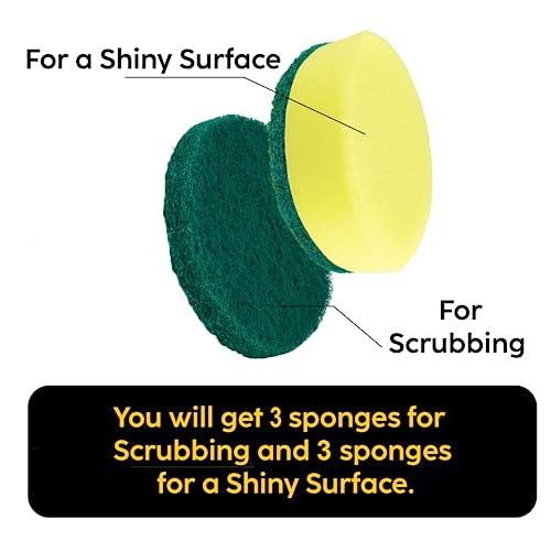Synoshi Sponge Brush Heads (6 Units) for Electric Cleaning Brush | Designed for Cleaning Smooth Surfaces