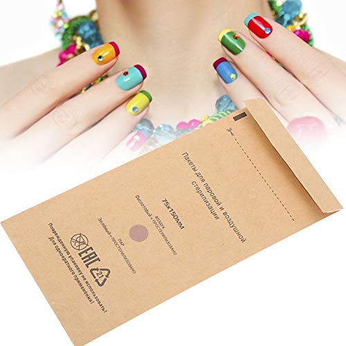 Sterilisation Bags for Hot Air Steriliser, Steriliser for Instruments, Sterilisation Bags, Nail Sterilisation Bags, Pack of 100 Disposable Sterilisation Cosmetics, Nail Tool Bag, Accessories for Disinfection 75*150mm