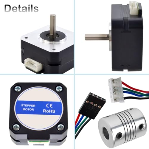 Nema 17 Stepper Motor 42 × 23mm DC 12V 3D Printer Stepper Motor 1.8° with Bracket, 1m 2-Phase 4-Pin Wire Cable, Coupling, for Creality CR-10 10S Ender 3 3D Printer/CNC Extruder/Y-axis