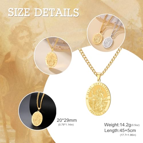Dreamtimes St Christopher Necklace Bible Verse Pendant Medal Pendant Protection Religious Amulet Jewelry For Men Women Guardian Travel Protection Gift Style 2-G