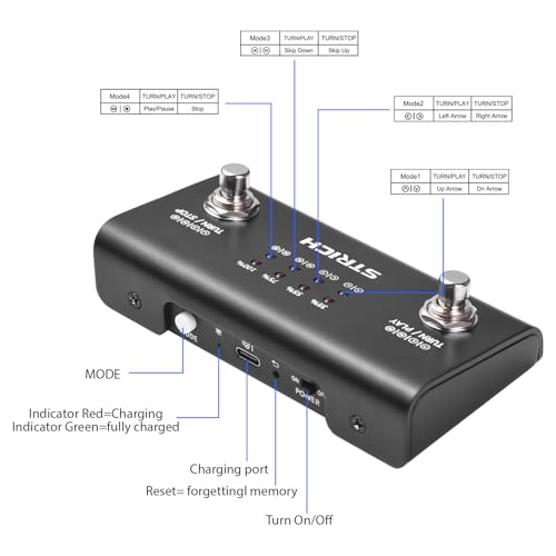 Wireless Page Turner Pedal Bluetooth Foot Controller for Music