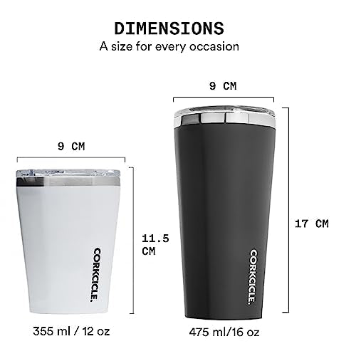 Corkcicle refreshed Tumbler-Classic Collection-Triple Insulated Stainless Steel Travel Mug, 16-Ounce, Matte Black 16 ounces