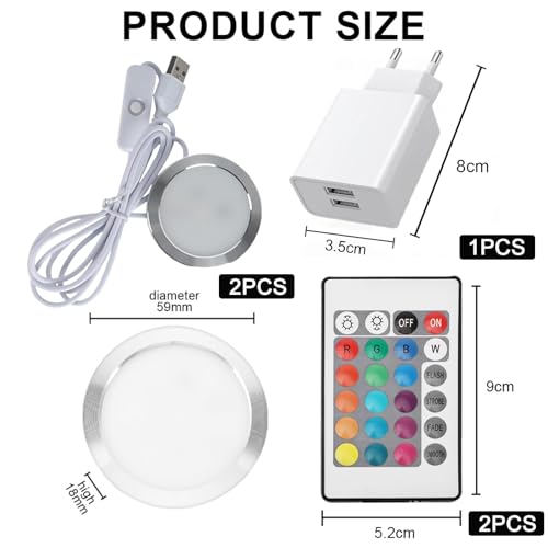Pack of 2 3D Printer LED Lamp Kit for Bambu Lab A1/A1mini/P1S/P1P/X1C, 3D Printer Part LED Light Strip Lighting Strip Model Set with USB Adapter, Night Light Models Replacement, RGB Light 2 pieces (1 plug with 2 USB ports)