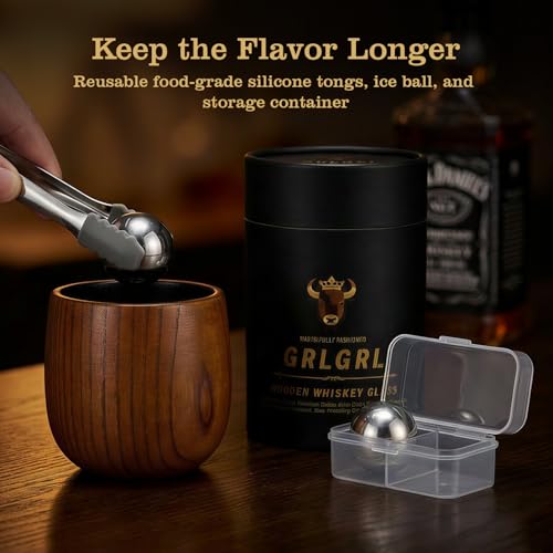 Charred Wooden Whiskey Glasses, Gifts for Men Old Fashion Bourbon Drinking Collins Cup, Perfect Presents for Dad, Boy Friend, Husband, Brother or Whiskey Lovers, 2 pack