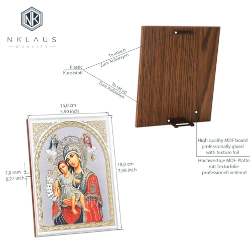 NKlaus Icon, Orthodox, Christian, Mother of God, 15 x 18 cm, Quantity: 1 Item GM Worthy Is