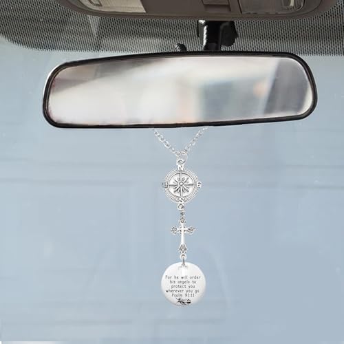 2 Pack Cross Car Charms, Religious Gift for Bible Verse Psalms 91:11