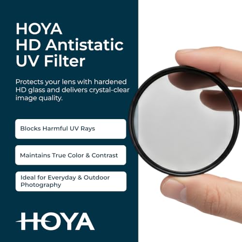 HOYA 52mm HD Antistatic UV Lens Filter, Hardened Glass, Dust Repelling