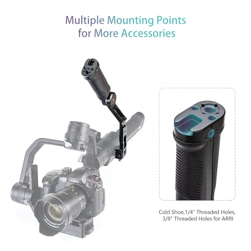 Zeadio Gimbal Side Handle with NATO Clamp, 180° Adjustable Stabilizer Handgrip with Cold Shoe & 1/4" 3/8" ARRI Mounting Holes, Compatible with DJI RS 2 / RSC 2 / RS 3 / RS 3 Pro