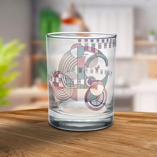 Culver Frank Lloyd Wright DOF Double Old Fashioned Glass 14-Ounce (Gift Boxed Set of 2, Hoffman Rug)