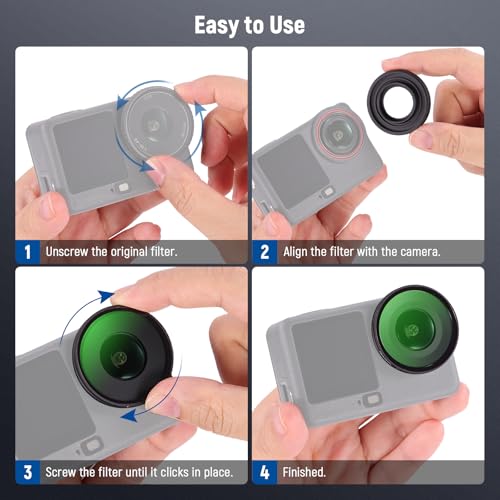 NEEWER CPL + ND Filter Set Compatible with DJI Osmo Action 6 Only, ND8/16/32/64/256 Adjustable Circular Polarizing Filter Lens Polarizer Screw On Multicoated Action Camera Accessories, FL-B109 6 Pack CPL/ND8/ND16/ND32/ND64/ND256